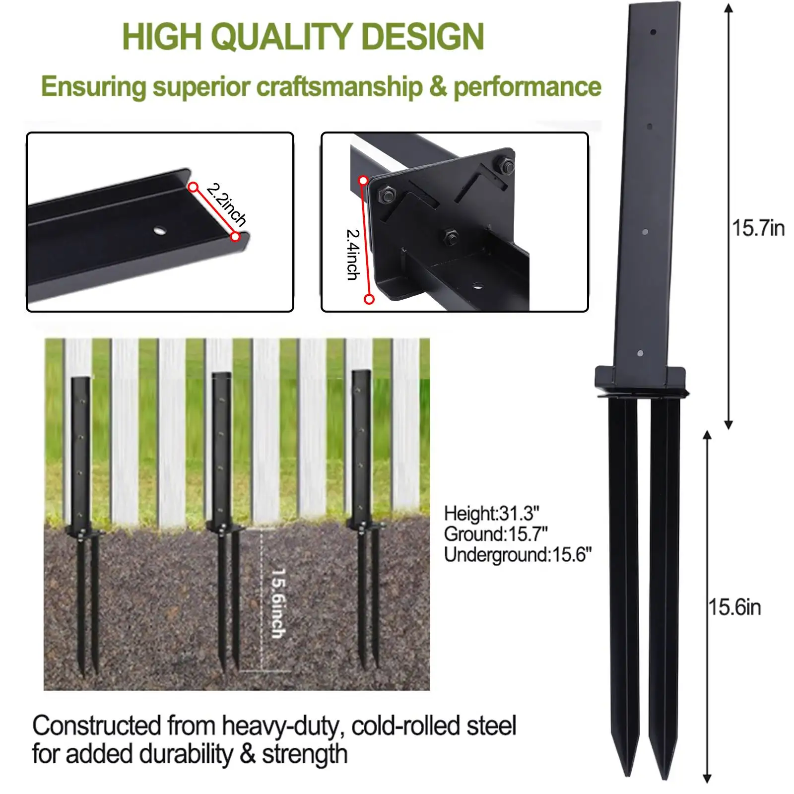 

Kit Kit, Fence Post Anchor Repair Kit 1pc Along With Reinforced Steel Piles Approx.15.6*15.7*2.4*2.2 Inches Bracket New