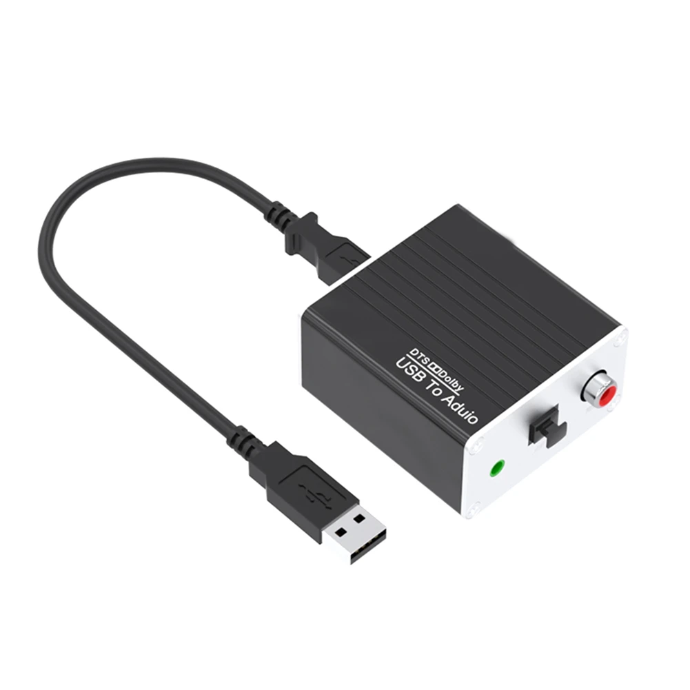 USB to Audio Converter PC Sound Card for PS5 to 3.5mm Speaker AUX Converter Fiber Coaxial DTS Dolby 5.1 Source Code