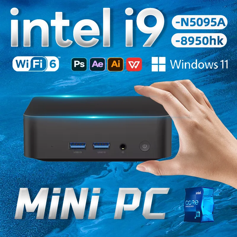 

MINI PC Windows 11 Intel Core i9 8950HK 16GB RAM 1TB SSD WIFI 6 BT5.2 4K HD Mini Gaming office study Pc