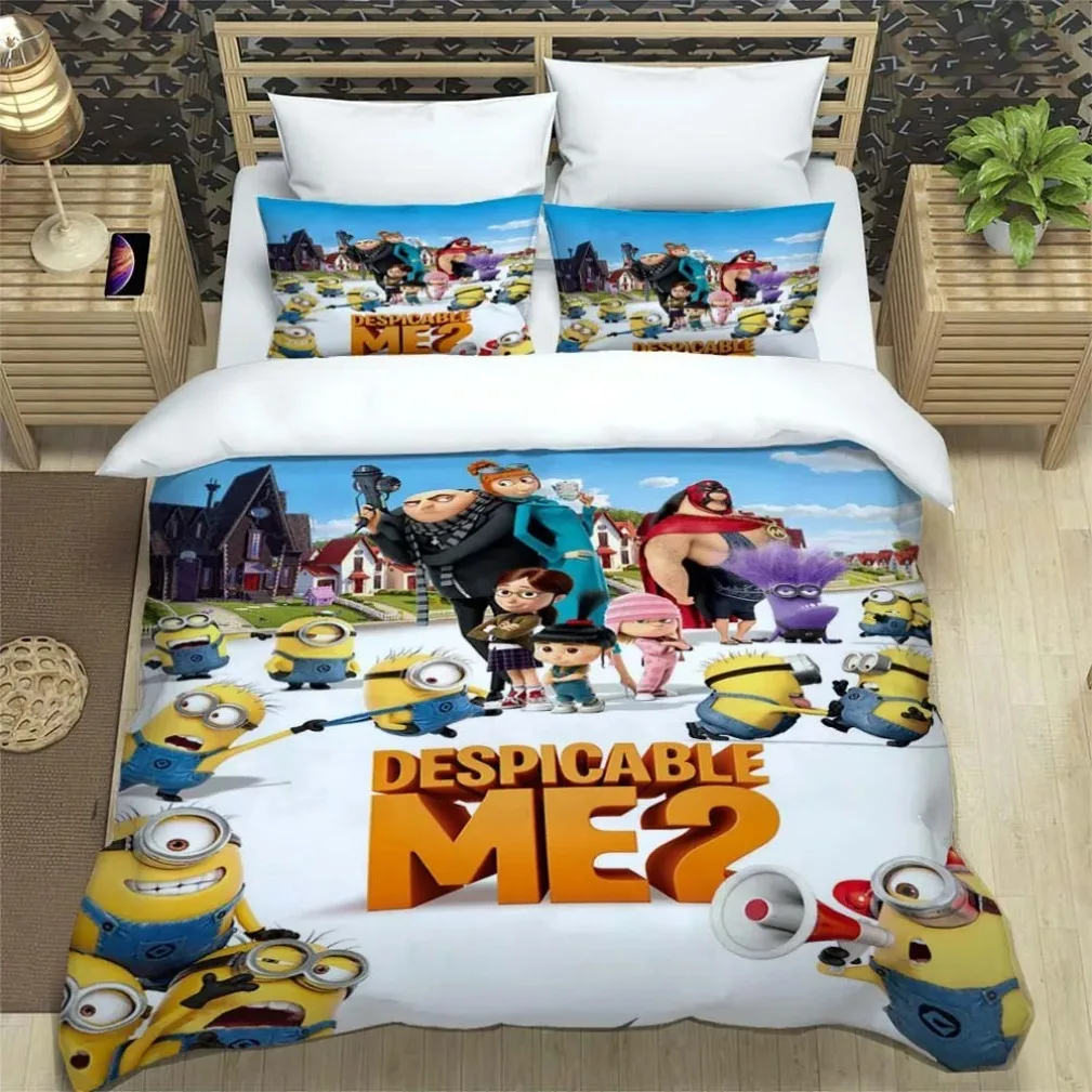 New Design Cartoon Minions Bedding Set,Minions Quilt Cover Anime Duvet Cover Set For Children And Adults Gift