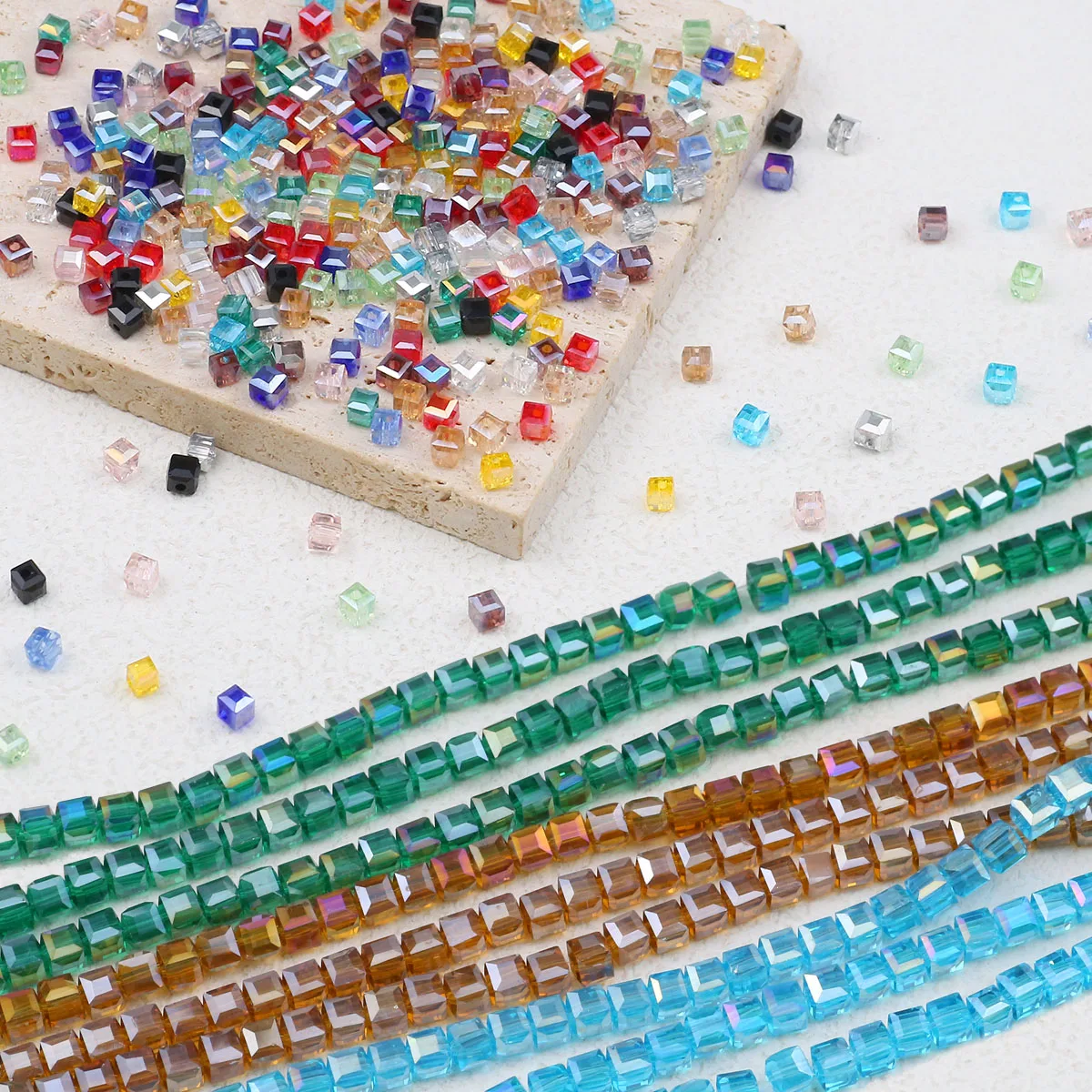 100pcs/lot 4mm Fashionable Austrian Crystal Mixed Color Glass Loose Spacer Beads For Jewelry Making Women DIY Bracelets Necklace