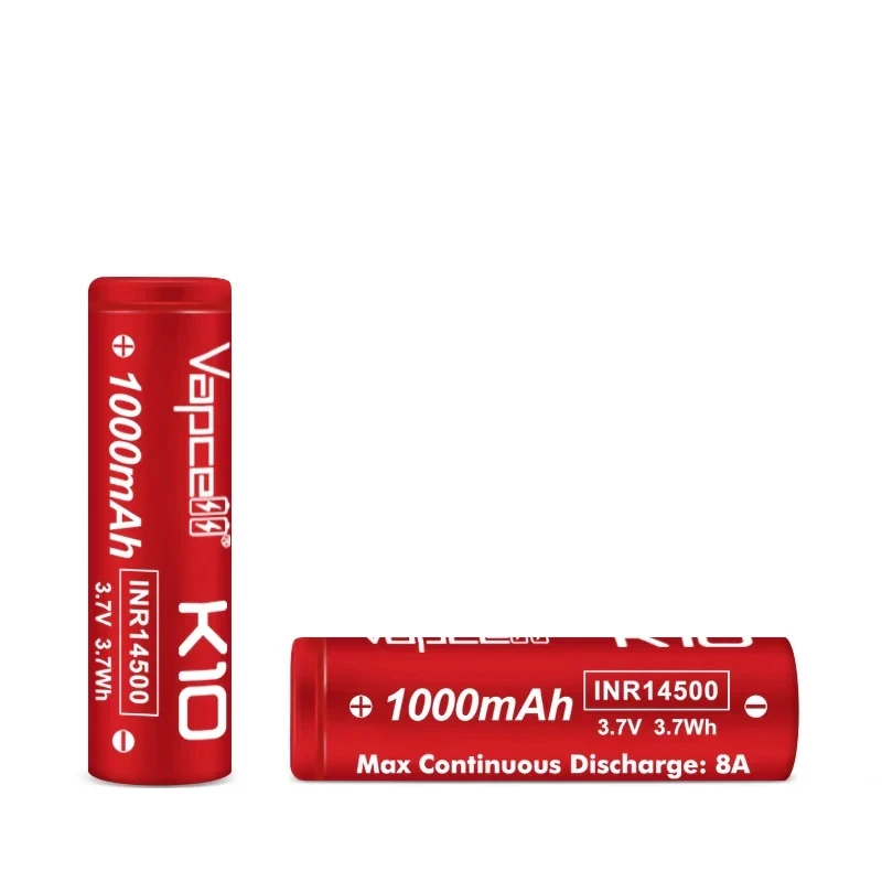 Original Vapcell K10 8A High Discharge 14500 Lion Cell 3.7v High Drian LiLon Battery for Electric Power Tool Toys Flashlight UAV