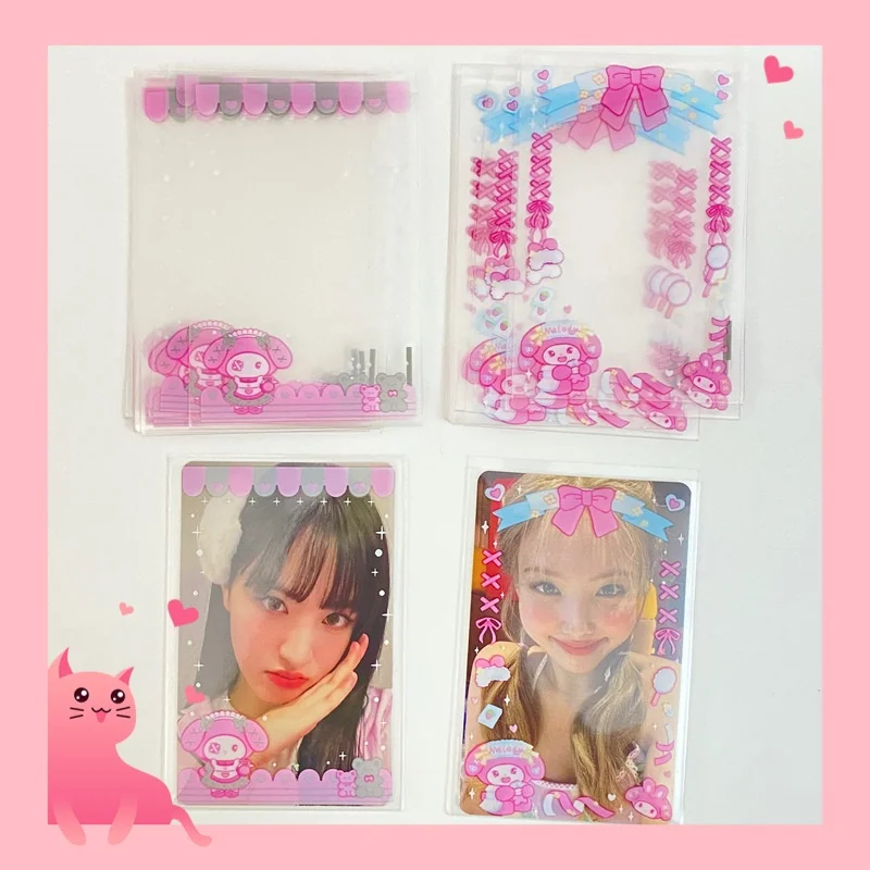 

sanrio kuromi cute pp card holder hello kitty high-definition transparent 3-inch photo card protective cover flat pocket holder