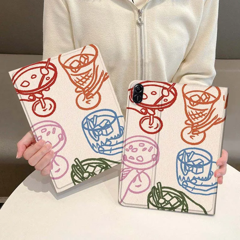 

Retro Handheld Glass Pattern For Honor Magic Pad 6 7 X8 V6 V7 Pro V8 X9 8 V8 9 13 X8a 2 V9 GT X9a X9 GT2 13.3 Inch Tablet Case