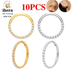 10PCS G23 Titanium ASTM F136 Round Hoop Earrings CZ Zircon 16G Nose Septum Rings Women Ear Tragus Cartilage Piercing Jewelry