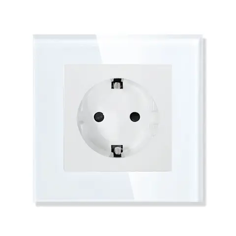 UBARO 86×86mm EU Schuko Duvar Prizi, 16A 250V Temperli Cam Panel, Yanmaz PC Taban, 3500W Maks, AB Ev Ofis Otel Elektrik Sistemleri için