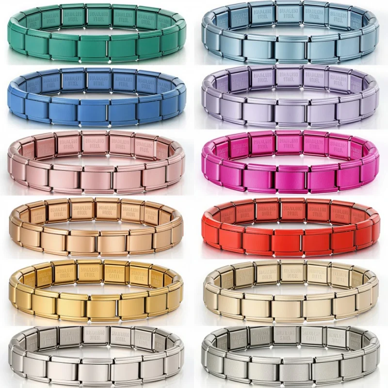 Fashion Italian Elastic Charm Bangle Stainless Steel Modular Watch Chain links for Bracelet Wholesale Jewelry