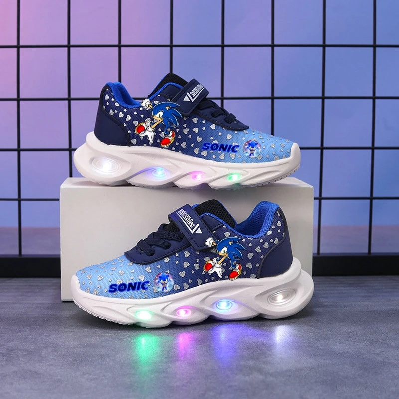 Buty sportowe Sonic, wiosenne, świecące, modne, oddychające buty z siateczki, sneakersy LED ze światłem, buty do biegania.