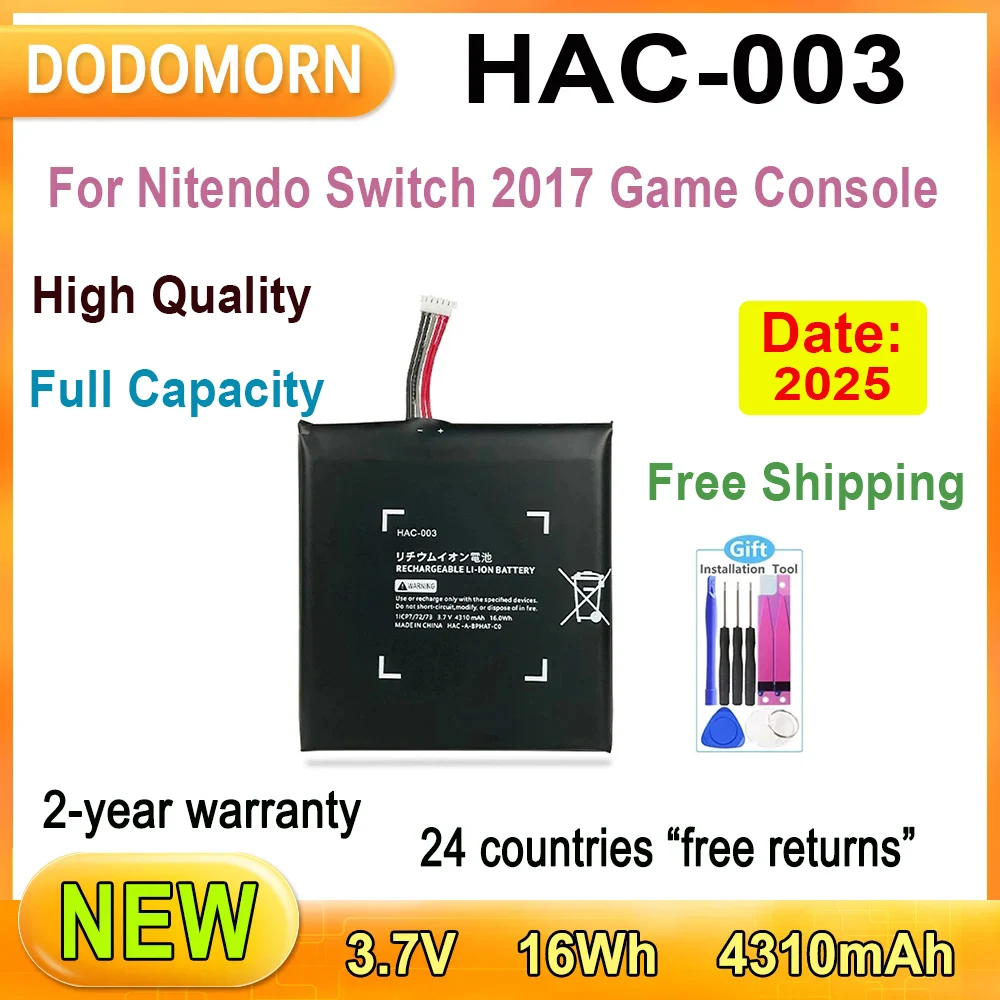 New HAC 003 High Quality Battery For Nitendo Switch 2017 Game Console Full Capacity 4310mAh 16Wh 3.7V 2 Year Warranty