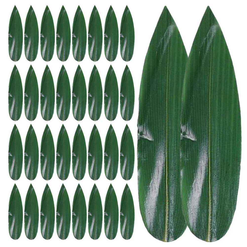 100 Pcs Sushi Bamboo Leaves Plate Leaf Ornament Decor Sashimi Dish Adorn Dessert Decorative