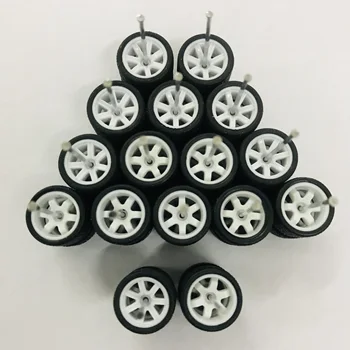 8Sets 11Mm Wielen Voor 1/64 Schaal Legering Automodellen 1/64 Wielen Met 1/64 Banden + Assen Voor Hot Wheel/Matchbox/Domeka/Tomie 1:64