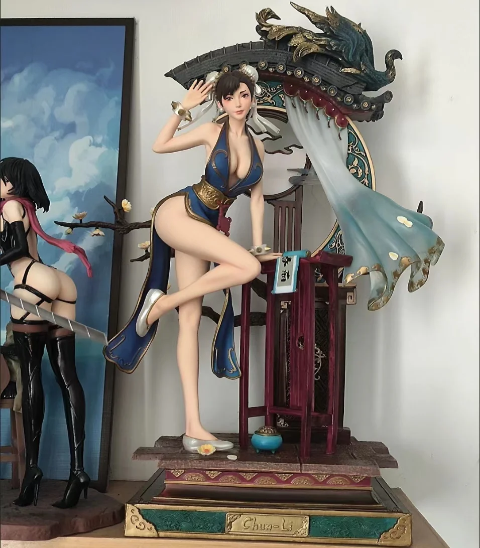 48cm King Of Fight Figure Chunli Figures Chinoiserie Anime Figurine Sexy Hentai Gk Pvc Statue Model Doll Big Size Desk Toys Gift