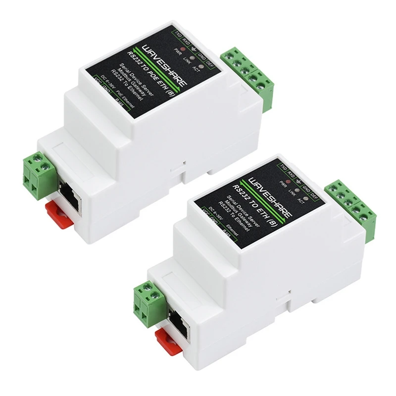 Imagem -03 - Waveshare-módulo Ethernet tipo Ferroviário da Indústria Servidor Serial Rs232 para Rj45 300115200bps Tcp ip para Módulo Serial