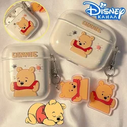 Disney Pooh Bear Case for Apple AirPods 1 2 3 Pro Case Headphone Cover Acrylic Pendant Headphone Shell Protective Case Gifts