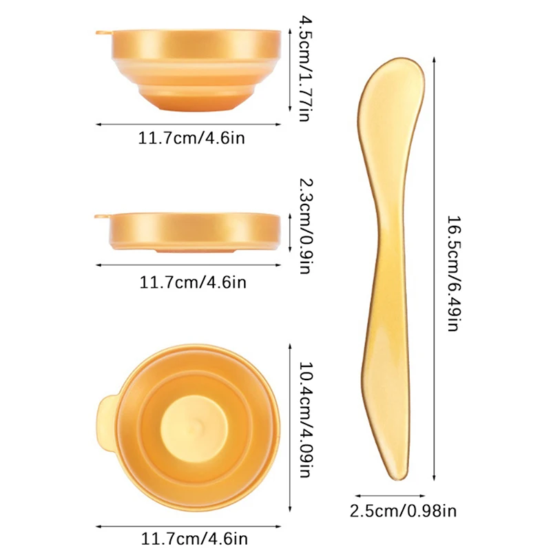 2Pcs/Set Silicone Folding Bowl Beauty Mask Bowl Hair Removal Beeswax Bowl Stick Spoon Spatula Face Care Tools