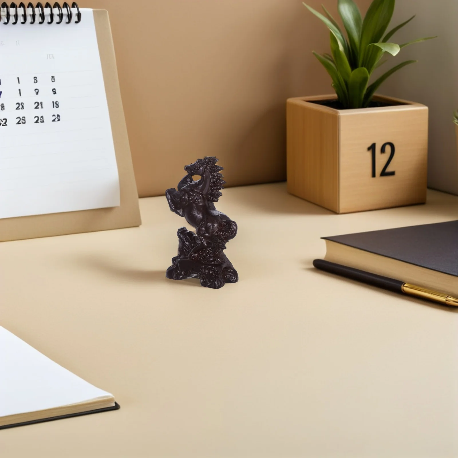 

8Cm Exquisite Hand Carved Solid Wood Horse 2026 Chinese Zodiac Feng Shui Lucky Mascot Desktop Decoration Sculpture