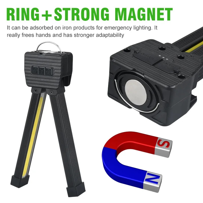Rechargeable COB Work Ligh, IPX4 Waterproof and Magnetic, for Outdoor Camping Car Repair