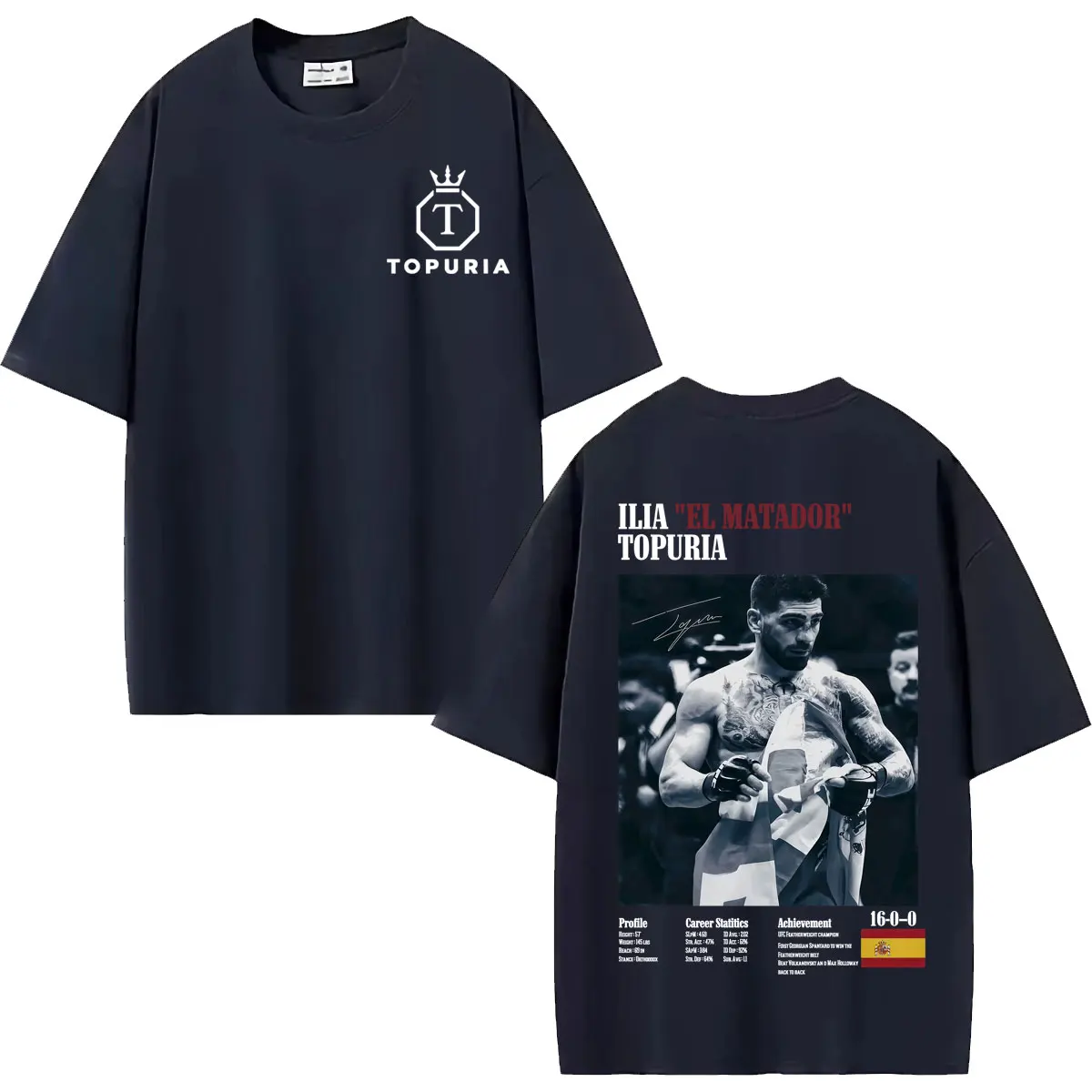 Ilia Topuria El Matador Cover Graphic T Shirt Men Women Harajuku Streetwear Short Sleeve T-shirts Casual Crewneck Cotton T-shirt