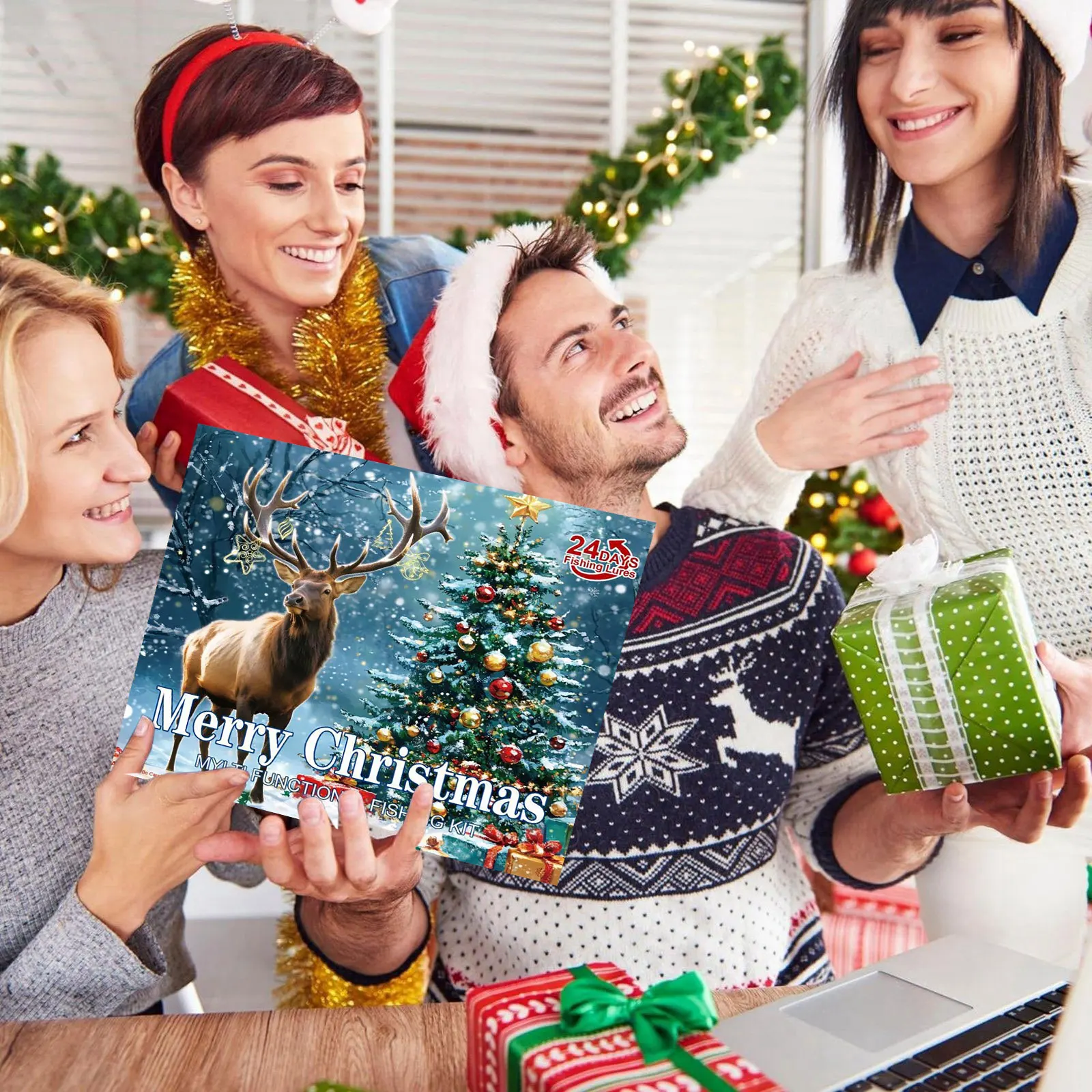 Batterie Powe couronne avec minuterie pêche calendrier de l'avent 2025 adultes hommes adolescents garçons 24 jours lunettes d'heure de noël 60 Minutes