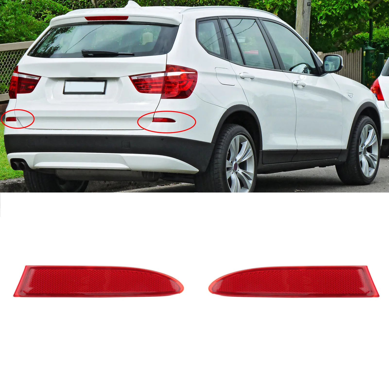 Car Rear Bumper Reflector Smooth Surface Waterproof Red Lens Left 63147217315 Right 63147217316 Fit For BMW F25 X3 2011-2014 