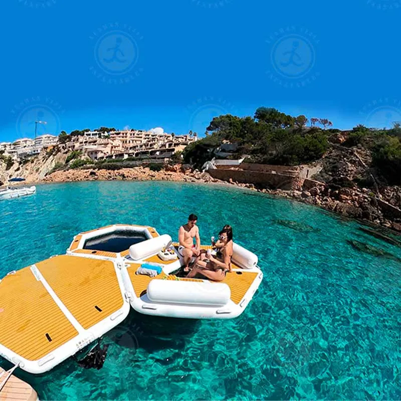 Hexagon Shaped Inflatable Floating Platform Inflatable Hexagonal Raft For Relaxation