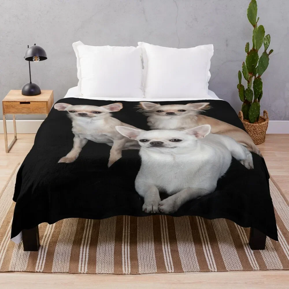 Triplet Chihuahua Throw Blanket Flannel warm winter christmas gifts Blankets