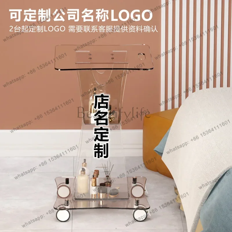 Factory Direct Sales Beauty Instrument Dental Trolley Cart Medical Acrylic Shelf Utility Salon Trolley Hotel Salon Furniture Kos