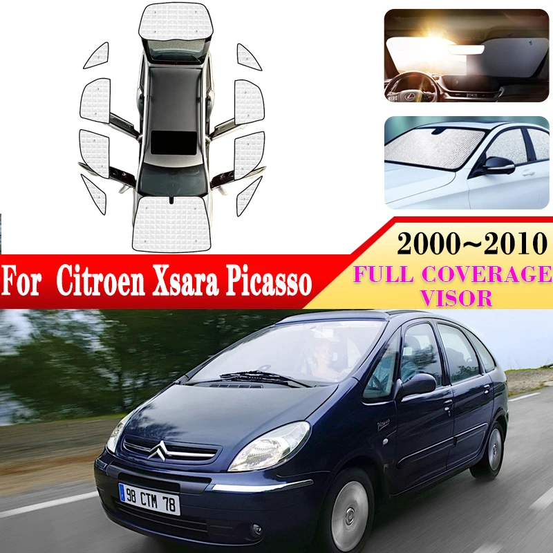 

Солнцезащитные Козырьки с полным покрытием для Citroen Xsara аксессуары Picasso 2000 ~ 2010, автомобильные передние и задние боковые солнцезащитные козырьки, солнцезащитные козырьки, аксессуары