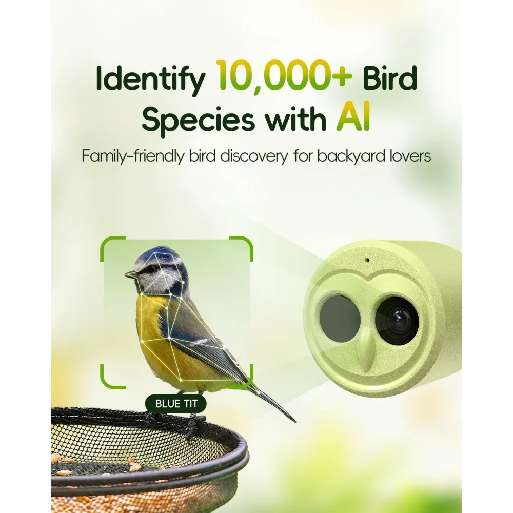 Hibird 4K HD Inteligentna Kamera Karmnik dla Ptaków Zasilana Energią Słoneczną, Bezprzewodowa Zewnętrzna WiFi 2.4G/5G, Automatyczne Nagrywanie Wideo Ptaków z Powolnym Odtwarzaniem 6X