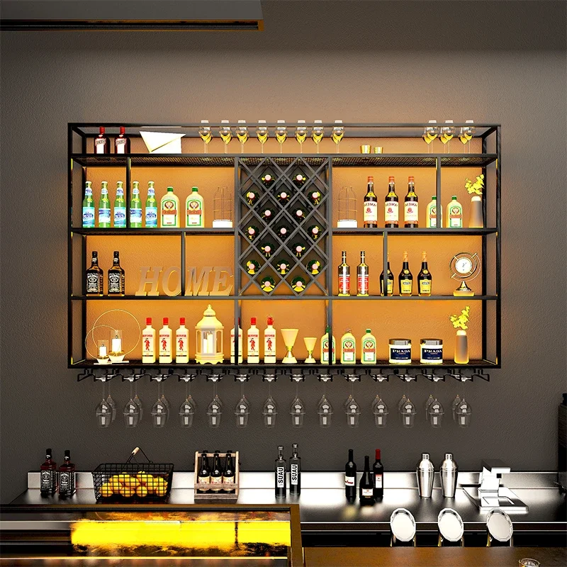 Farmhouse Bar Cabinet Club Furniture Wine Storage Shop Wall Modern Barra De Vino Luxury Rack Bottle Commercial Unique Modern