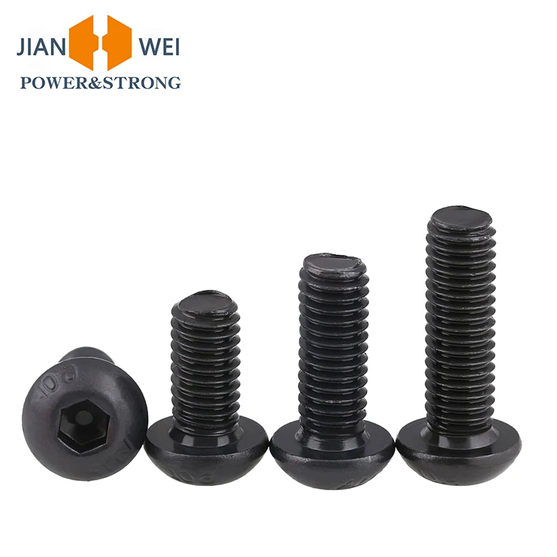 M2 M3 M4 M5 M6 Grade 10.9 Round Hexagon Socket Head Machine Screws Mushroom Pan Socket Head Hex Button Head Allen Screws 3-35MM