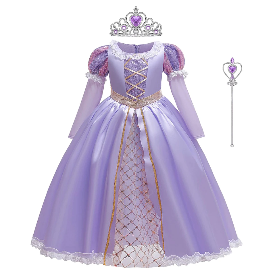 Girls Rapunzel Clothing Kids Princess Cosplay Fancy Dresses Children  Party Lace Costume Christmas Carnival Luxury Dress Up