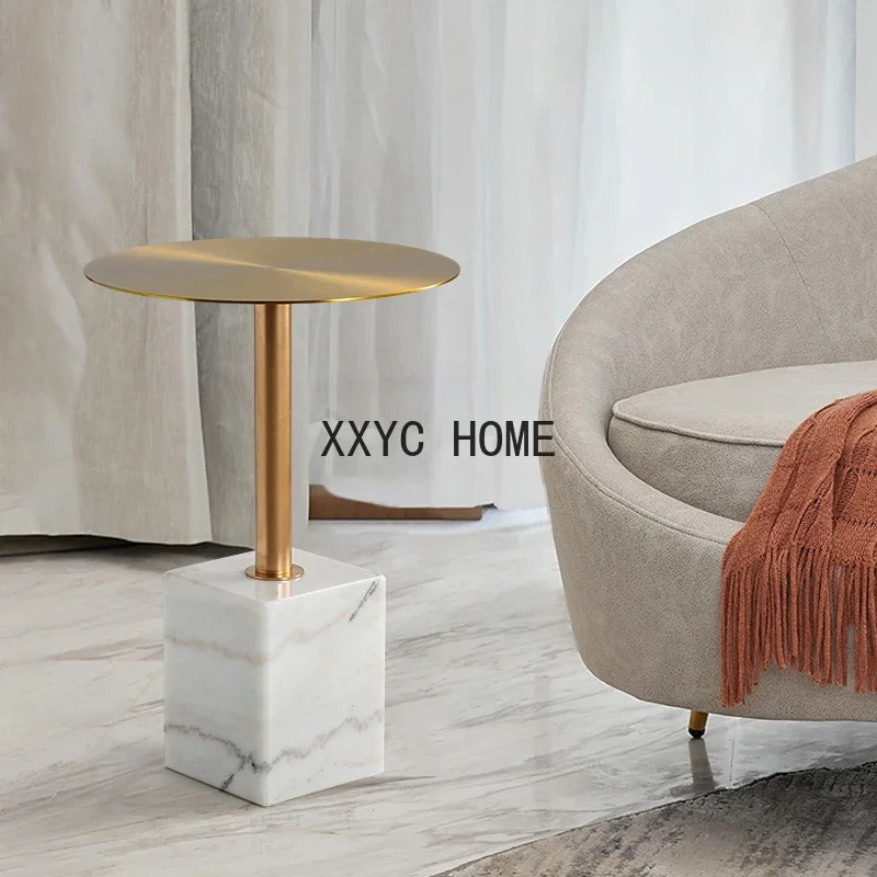 Marmor-Couchtische mit runden Ecken, modernes Design, großer Computer, runder Couchtisch in Weißgold, Nachttisch, Tavolo-Schreibtisch
