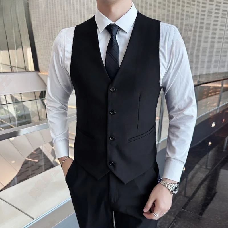

Мужской костюм, жилет на талии, деловой корейский стиль, высококачественный тонкий свадебный жилет для жениха, повседневный