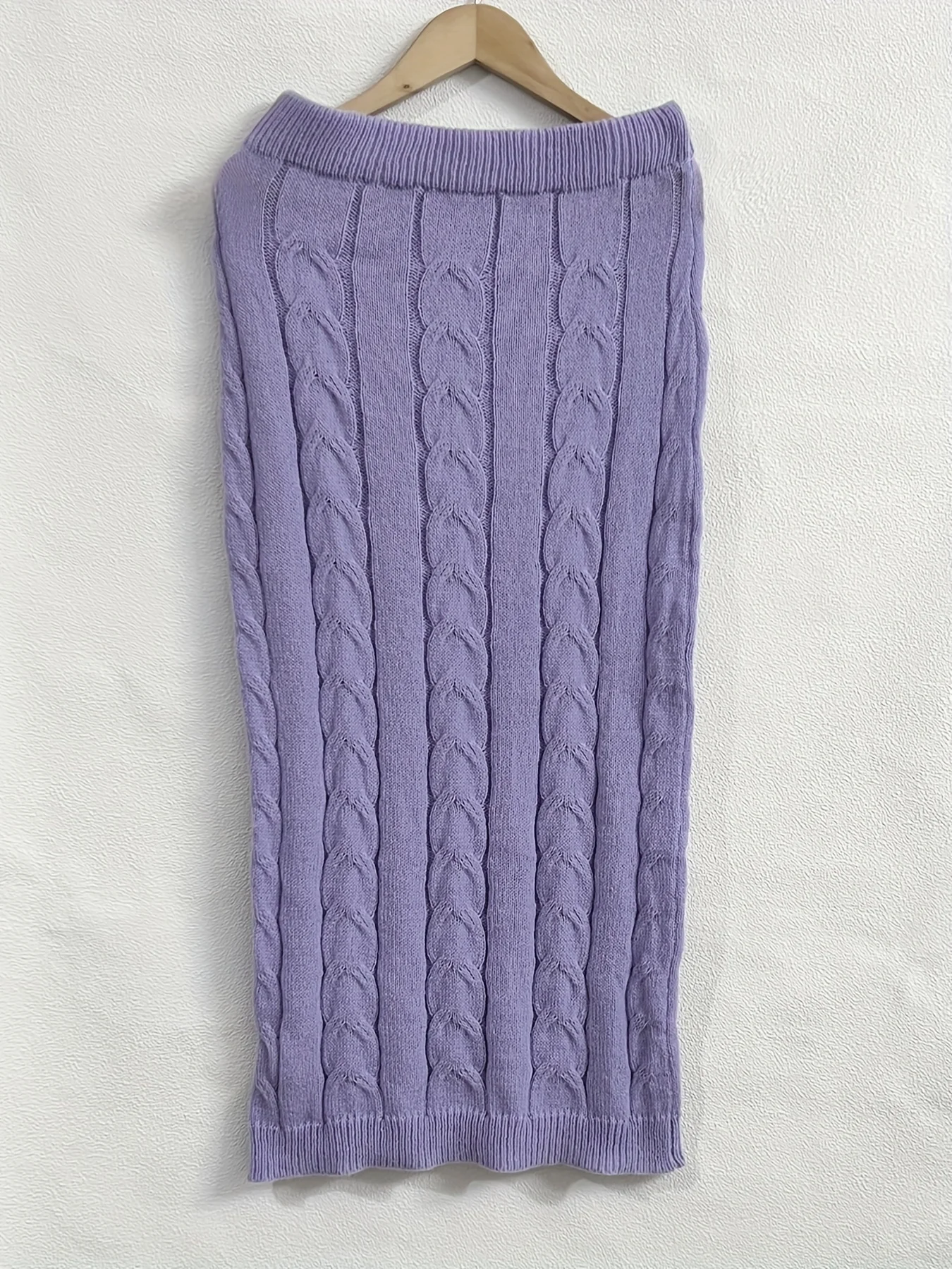 Solid Knitted Two-piece Set Casual Long Sleeve Sweater & Skirt Outfits Women\'s Clothing