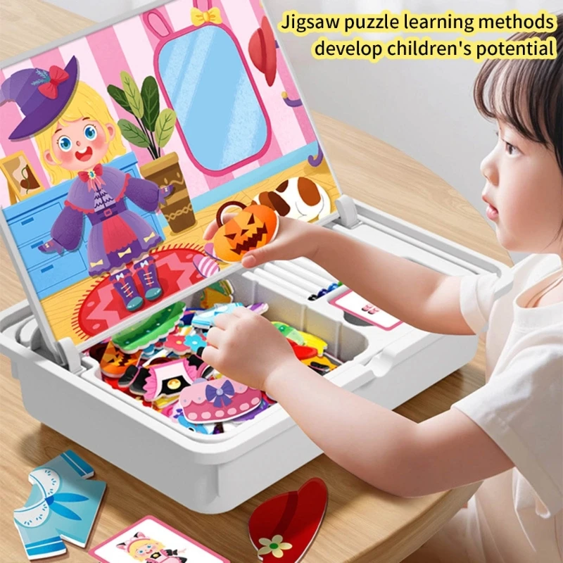 Juego educativo magnético para cambiar ropa para niños, desarrollo creativo, diseño portátil, rompecabezas duradero 15UB