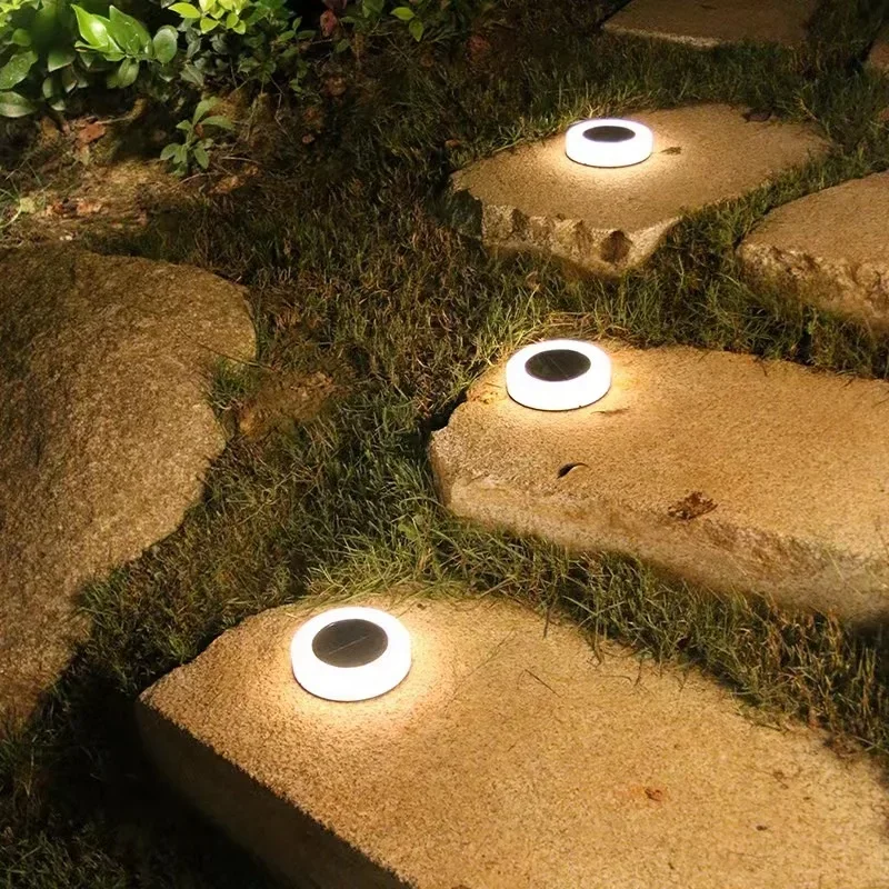 Solar Camping Lawn 4 Pieces Buried Lights Waterproof Plastic Garden Balcony Atmosphere Decorative Ground Plug Lights