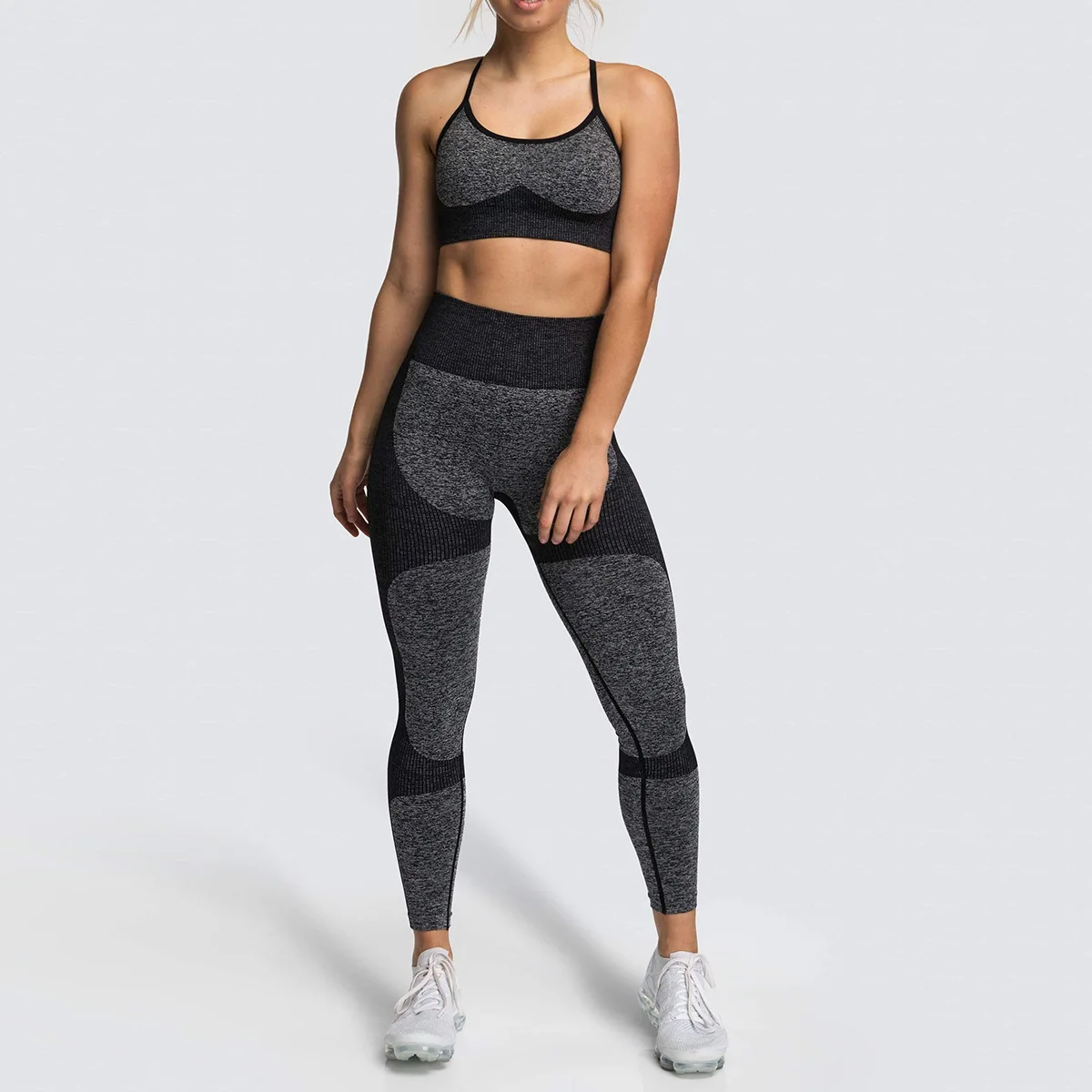 2pc/Set Seamless Yoga Set Women Fitness Clothing Sports Suits Sportswear Gym Leggings Padded Strappy Sports Bra Workout Set