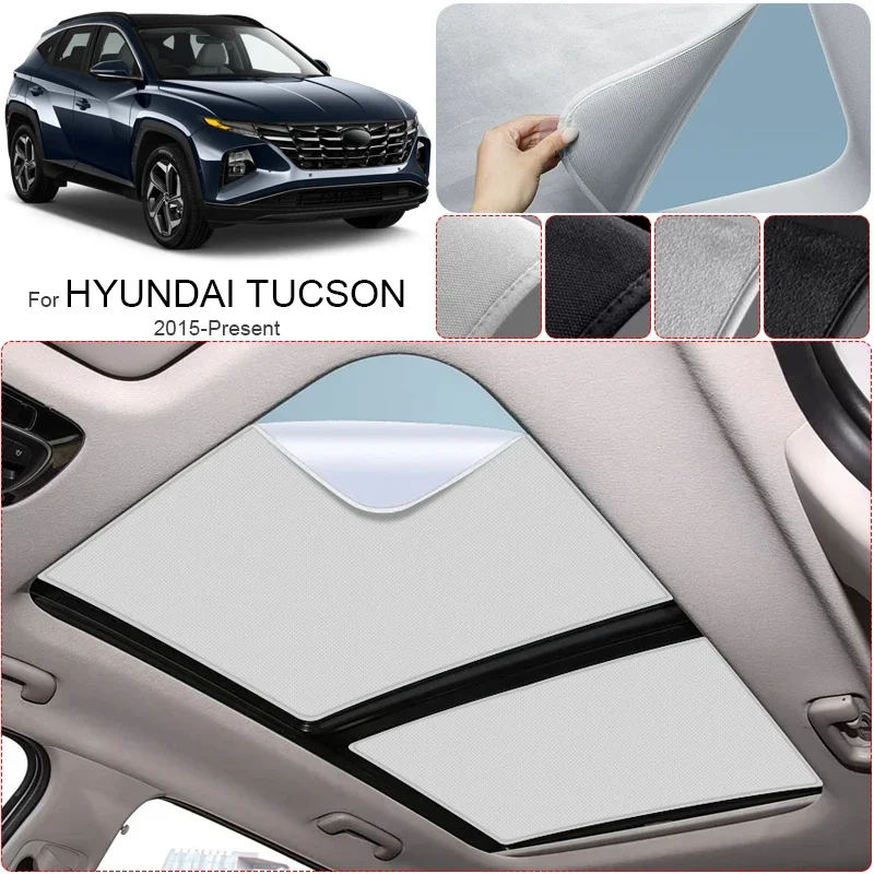 Car Suede Fabric Electrostatic Adsorption Sunroof Sunshade Auto Anti-UV Heat Insulation Skylight For HYUANDAI TUCSON 2015-2026