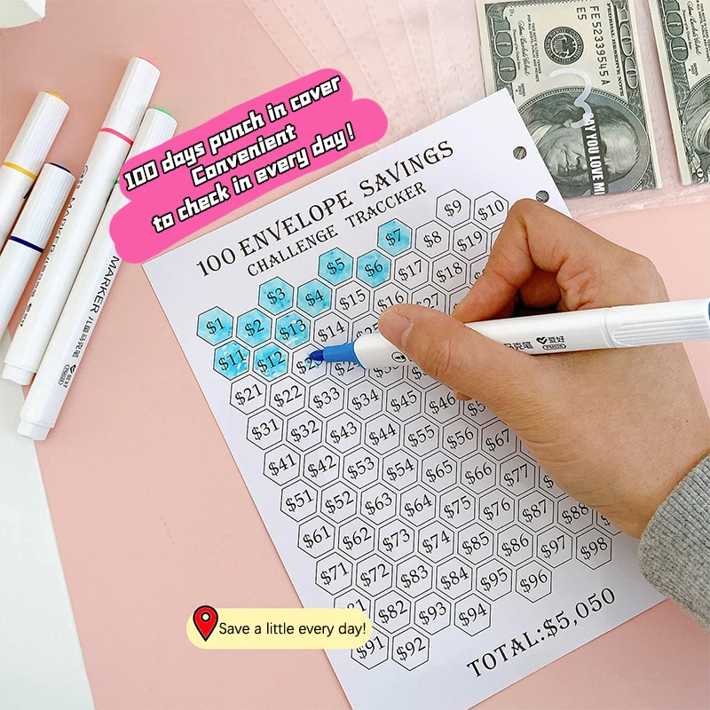 100 봉투 챌린지 100 일 현금 봉투, 커플 돈 절약 챌린지, 돈 절약 바인더 봉투 저축 챌린지