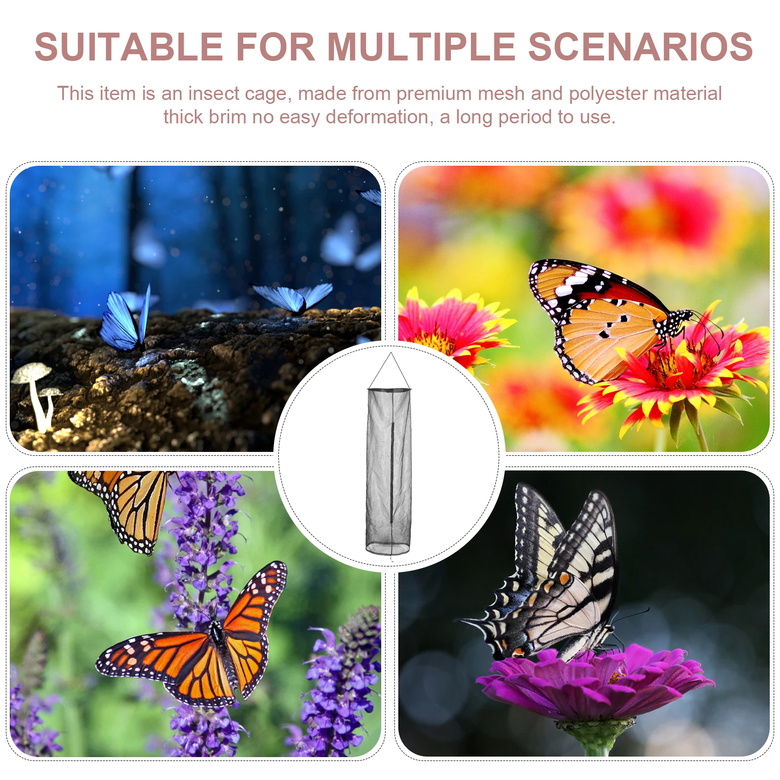 

Butterfly Hanging Cage Portable Breathing Mesh Black Net Container Kids Insect Viewing Cage Box Outdoor Bug