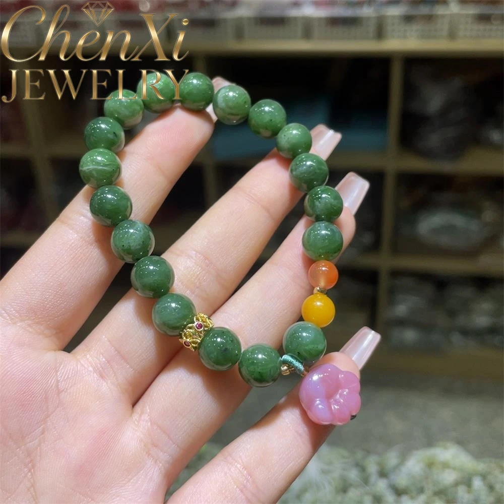 

High-End Natural Hetian Jade Round Bead And Agate Cat Paw Bracelet Luxury Quality Fashion Fine Jewelry Exquisite Elegant Popular