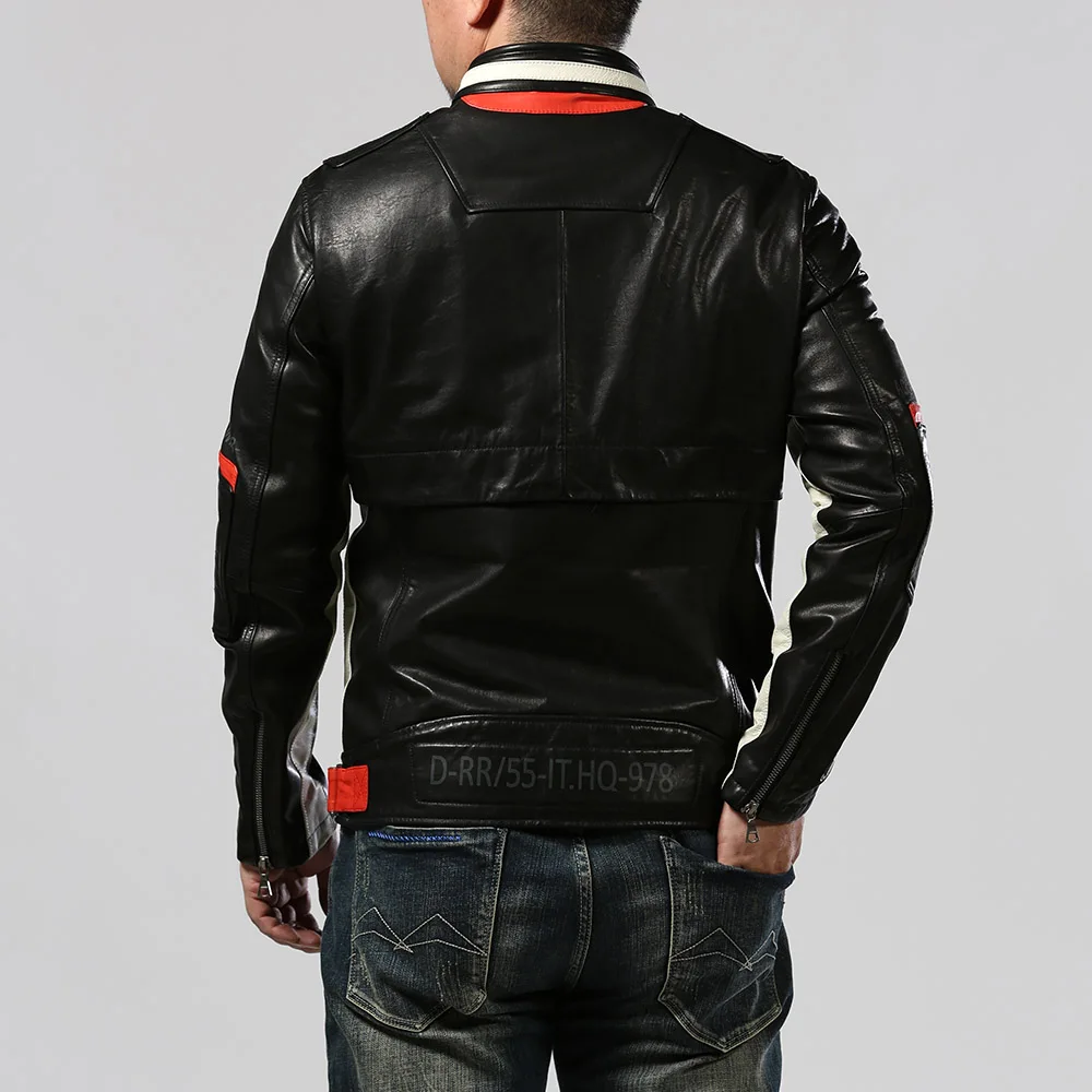 High Quality Sheepskin Jacket Explosive Plus Size Slim Black men's True Leather Coat