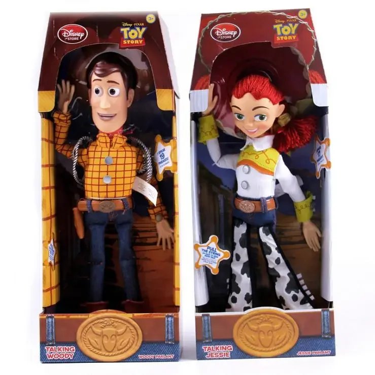 Sheriff Woody Jessie Figurines Talking and Singing Puppets Disney Movie Toy Story Modle with Box Gift Kids Toys