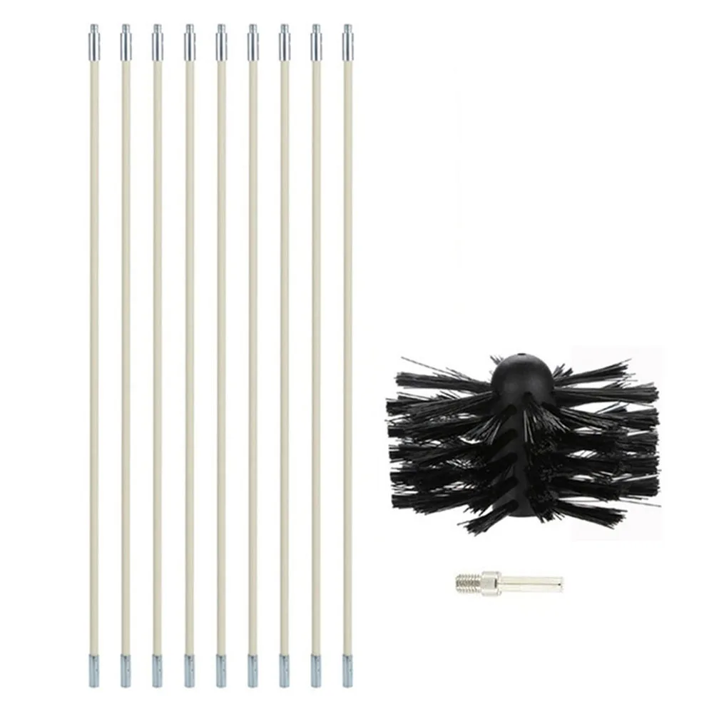 

Screw Stoves Brush Head Rod 9x Clean Rotary Cleaner Brush Fireplace Kit Tool Set Nylon Rod Chimney Sweep System