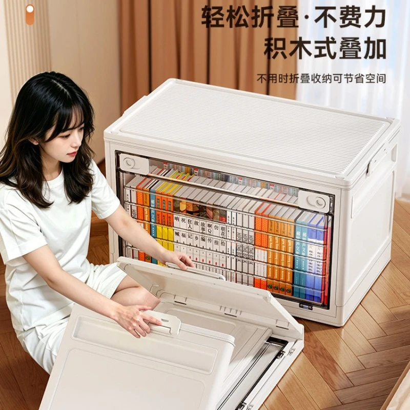 Foldable Transparent Book Storage Box, Student Classroom Book Organizer, Household Container for Books and Study Supplies
