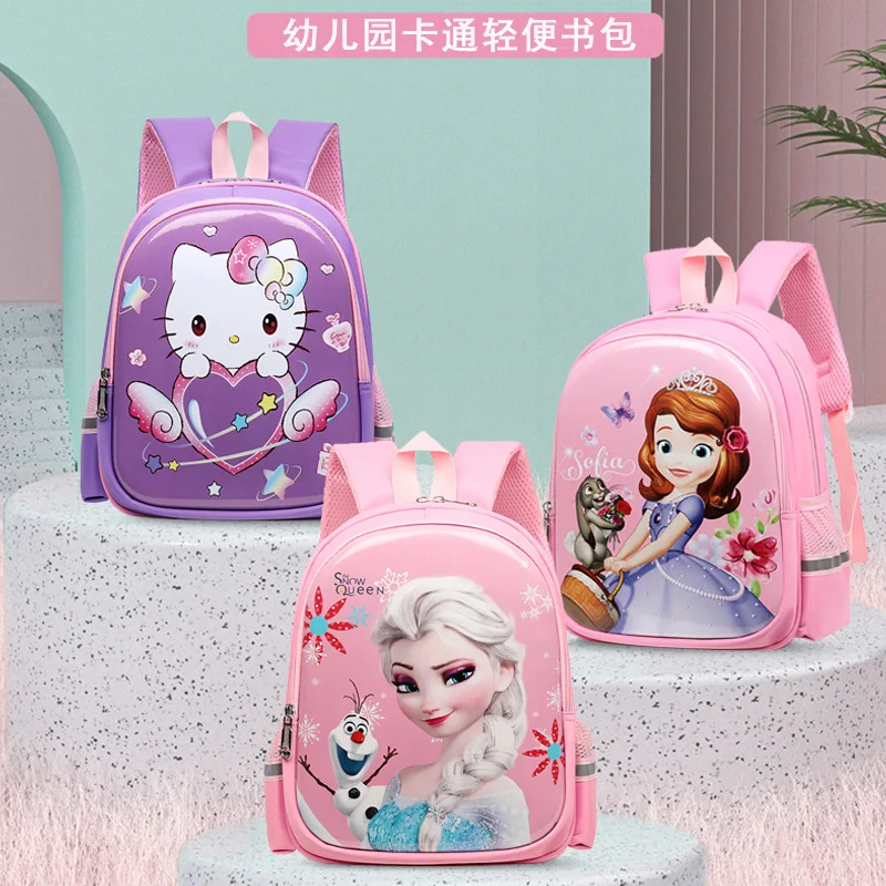 Disney Princess Elsa Cartoon Kitt zaino per bambini 2024 Summer Cute Lightweigh zaino per studenti a doppia tasca di grande capacità