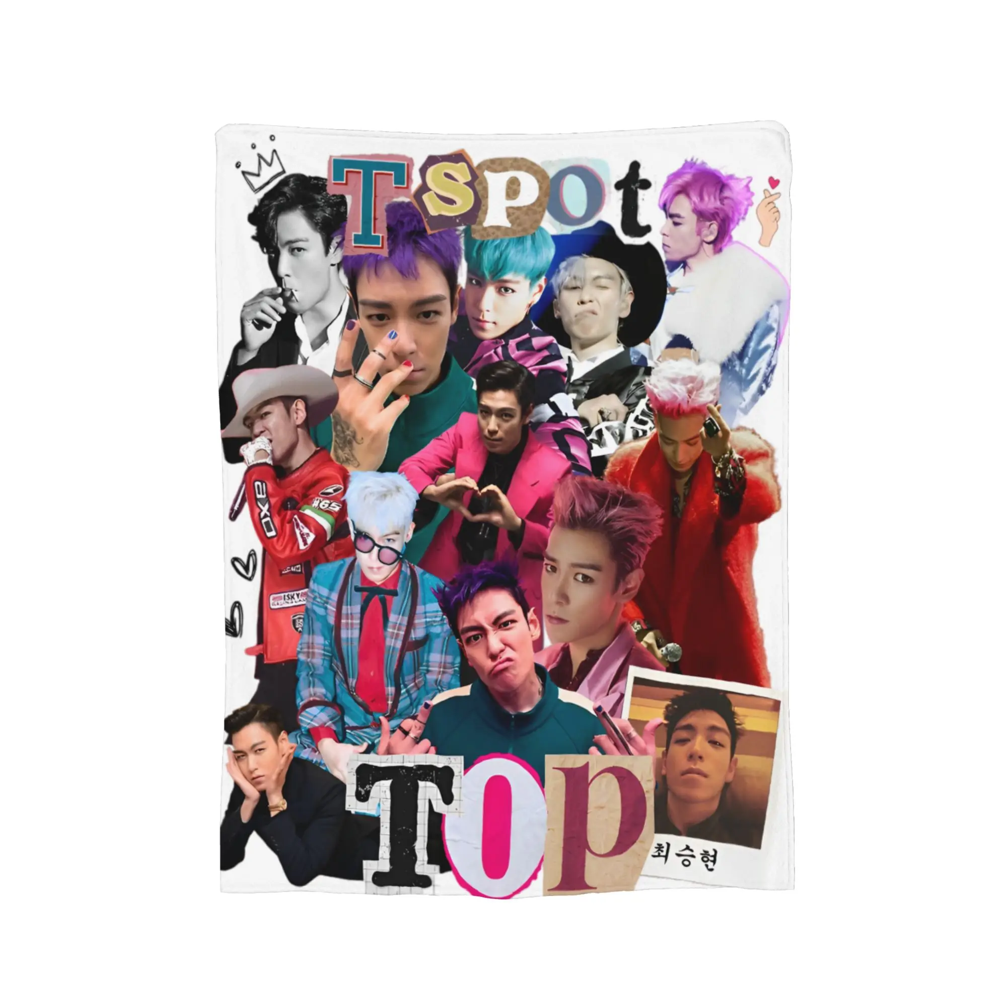 Thanos Choi Seung-hyun T.O.P  Player 230 T.O.P 90s Blanket Wool Novelty Warm Throw Blanket for Home Restaurant Textile Decor