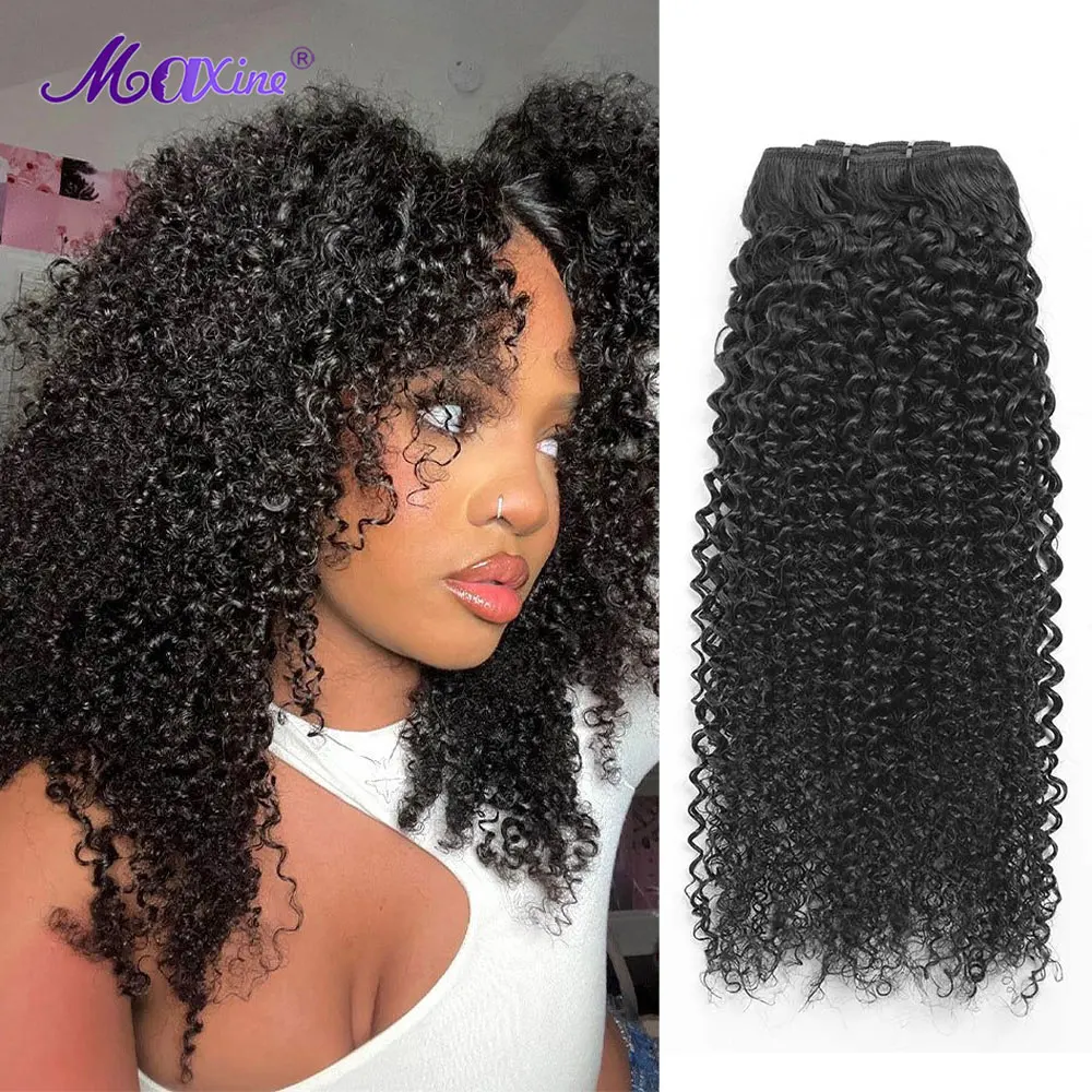 Maxine Clip Ins Human Hair Afro Kinky Curly Clip In Hair Extensions 100% Human Hair Full Head 120g/Set Clip In Kinky Curly Hair