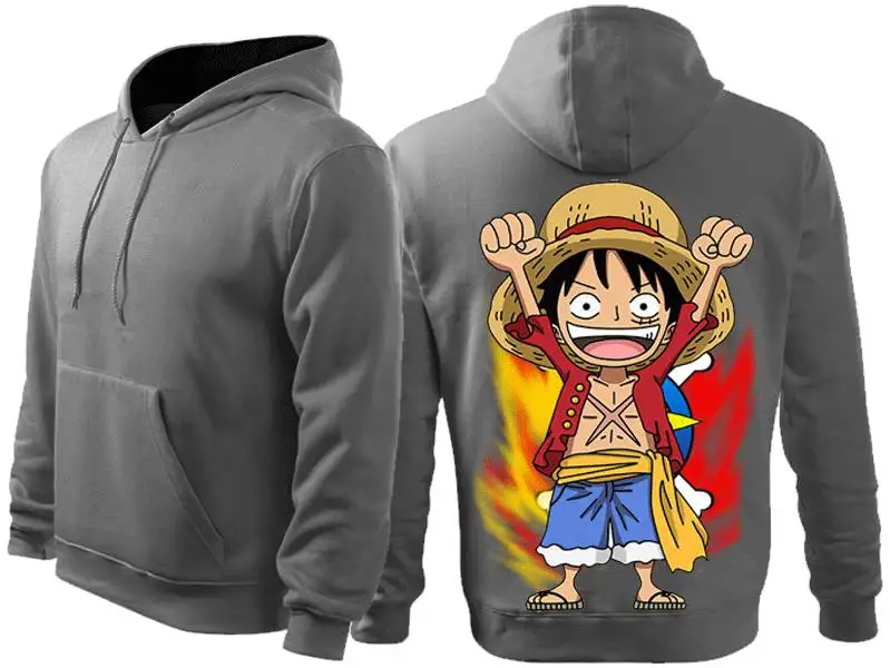 Felpa con cappuccio anime giapponese One Piece per bambini Autunno Inverno Indossare set famiglia in cotone a maniche lunghe extra Felpa genitore-figlio